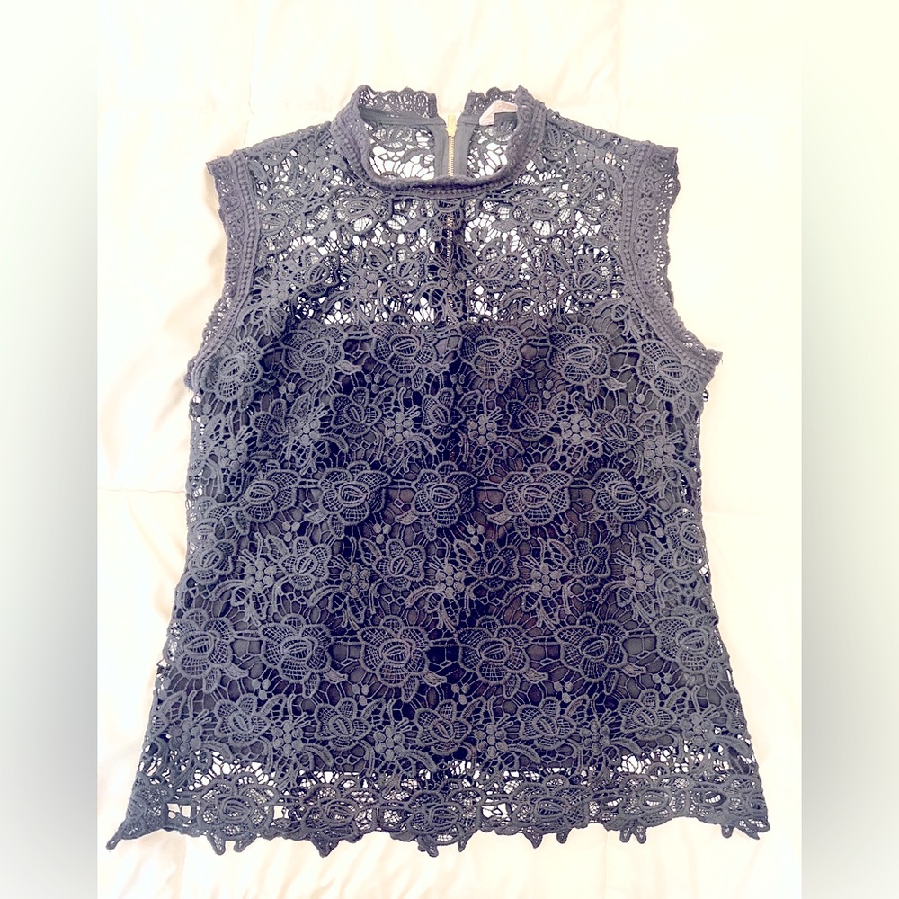 Nanette Lepore Navy Blue Sleeveless High Low Blouse